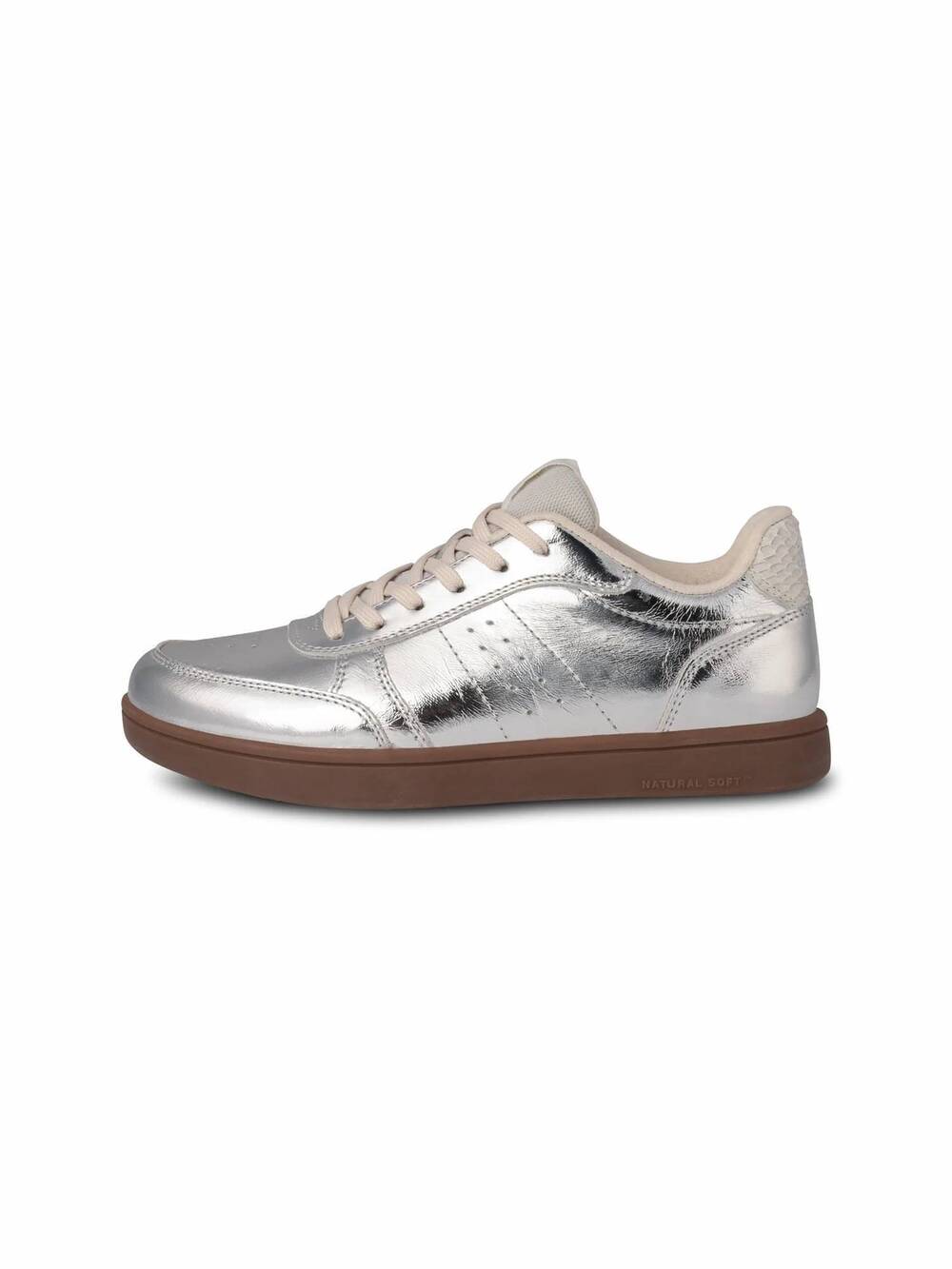 NEW WODEN women's bjork leather sneakers in silver